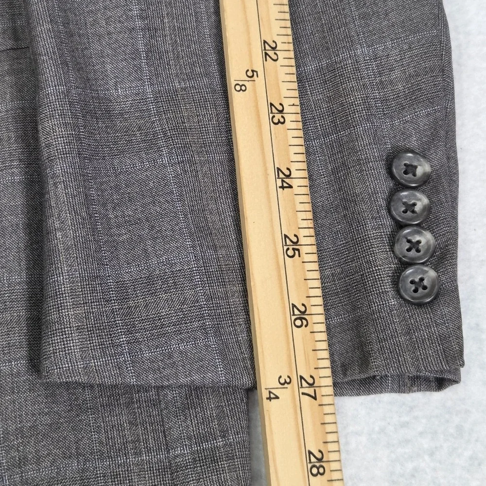 HICKEY FREEMAN Gray Loro Piana 120s Plaid Wool Blazer Sport Coat Jacket 44L